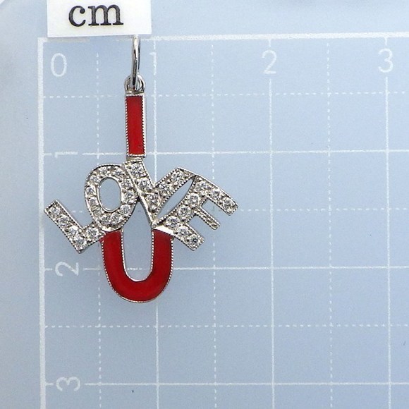 Tiffany Pendant I Love You Diamond Red Enamel Platinum - Picture 7 of 7